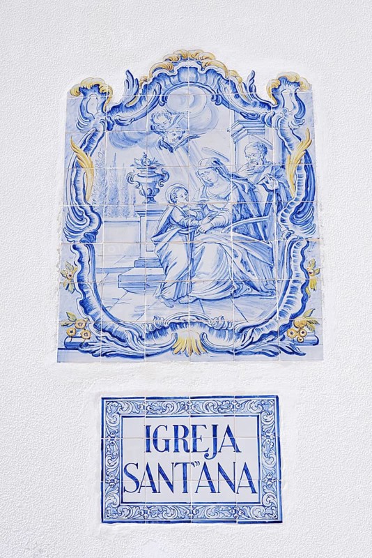 Azulejo at the church of Sant'Ana, Albufeira, Algarve, Portugal