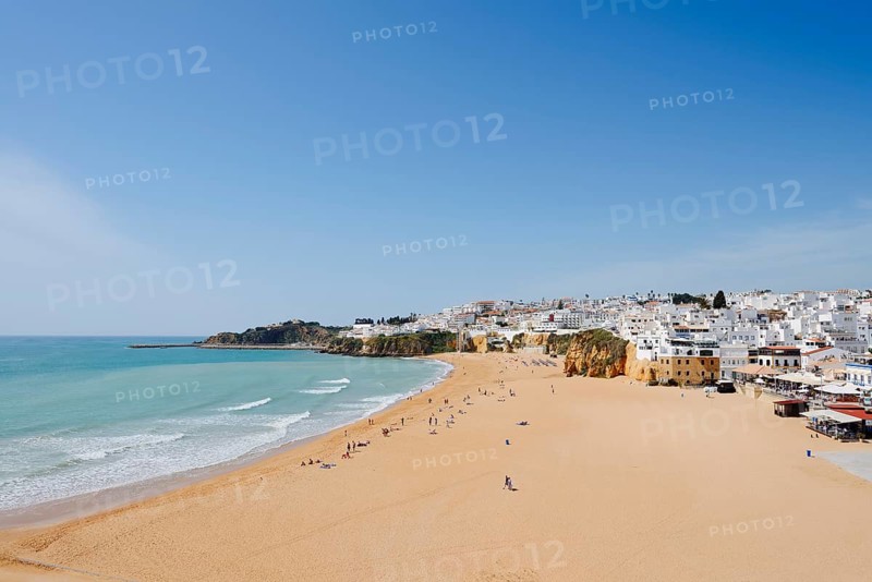 Praia Dos Pescadores beach and town view of Albufeira, Algarve, Portugal