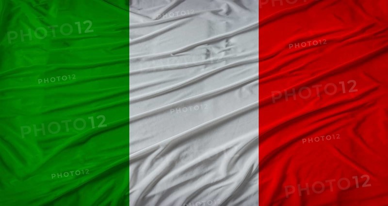 Italian flag waving. Flag of Italy with cloth texture