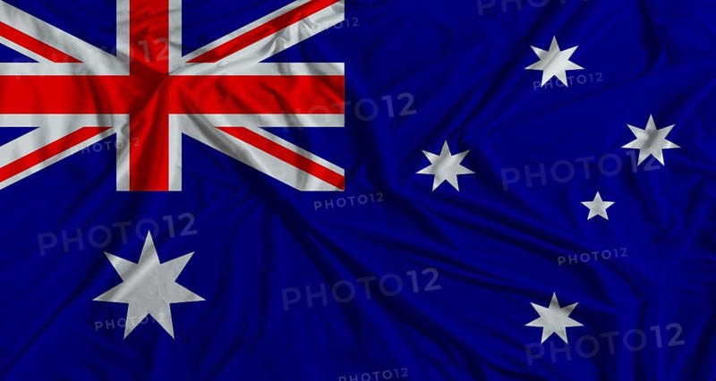 Australian flag with fabric texture background. National flag of Australia