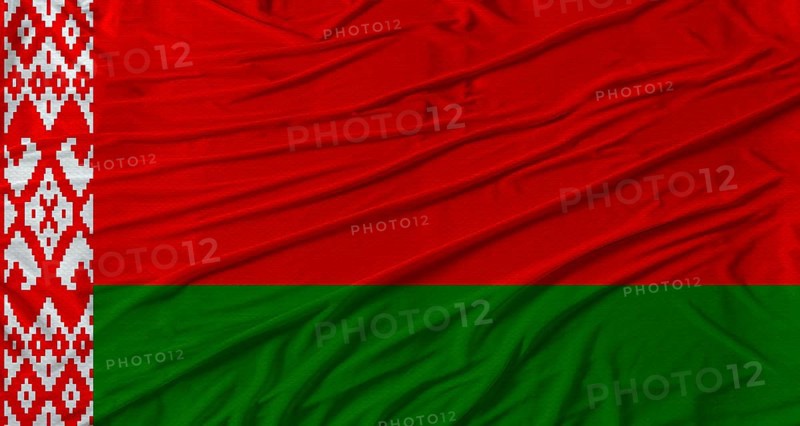 Belarusian flag waving. Flag of Belarus with cloth texture
