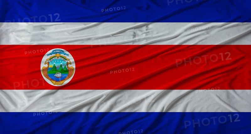 Costa Rican flag waving. Flag of Costa Rica with cloth texture