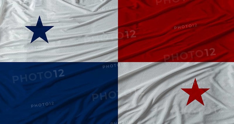 Panamanian flag waving. Flag of Panama with cloth texture