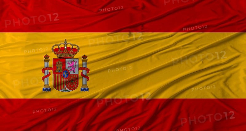 Spanish flag waving. Flag of Spain with cloth texture
