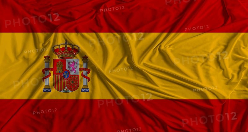 Spanish flag with fabric texture background. National flag of Spain