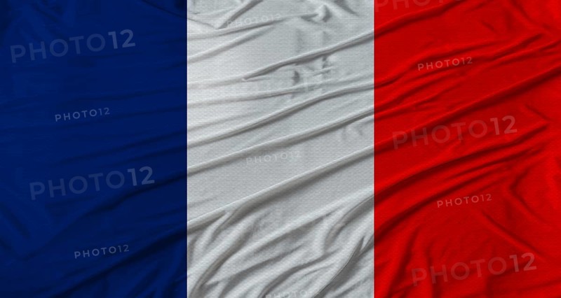 French flag waving. Flag of France with cloth texture