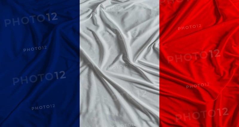 French flag with fabric texture background. National flag of France