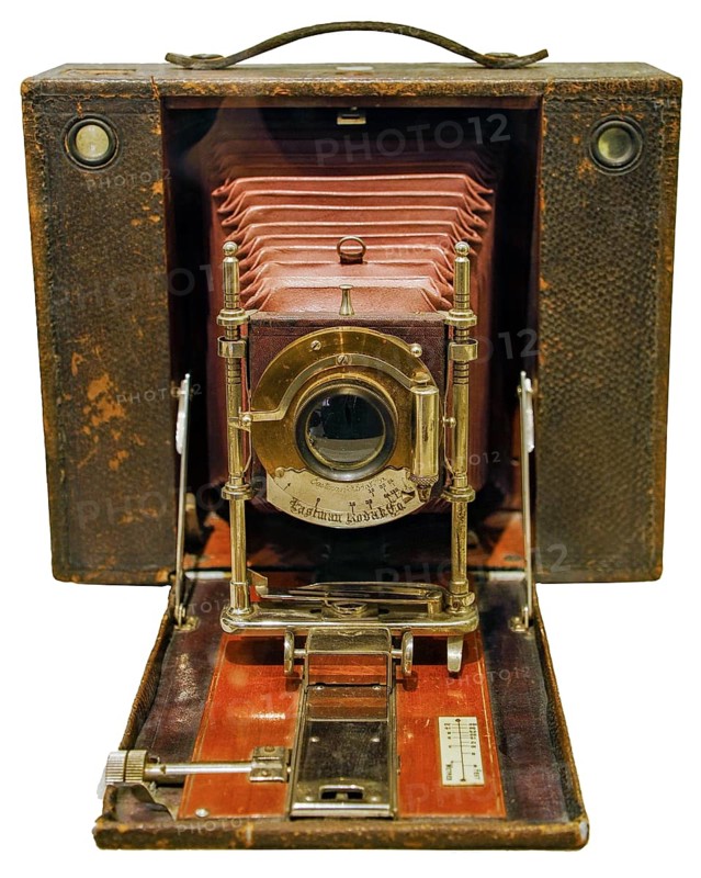 Codak folding travel camera, USA 1898, isolated