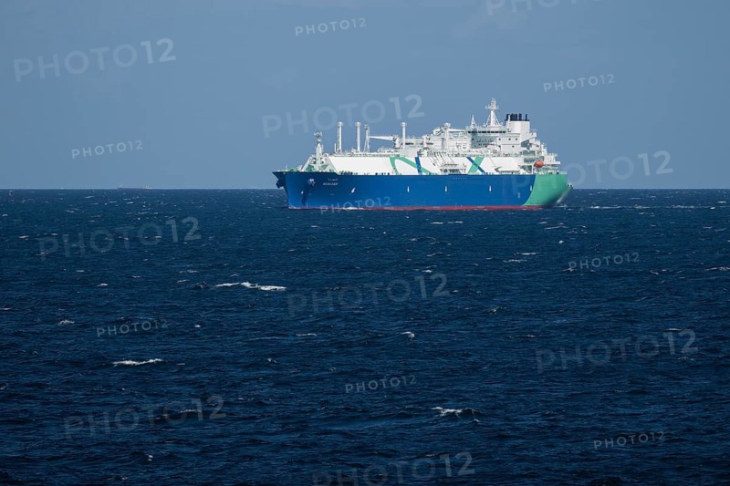 LNG tanker Nuaijah in calm weather, Baltic Sea, near Rostock, Mecklenburg-Western Pomerania, Germany