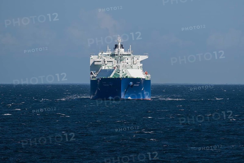 LNG tanker Nuaijah in calm weather, Baltic Sea, near Rostock, Mecklenburg-Western Pomerania, Germany