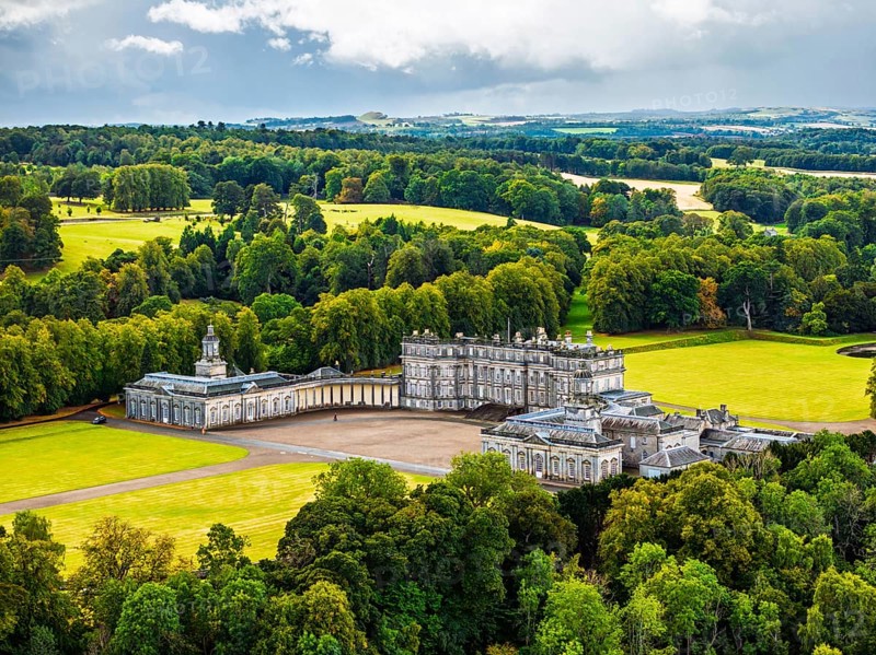 Hopetoun House from a drone, South Queensferry, Edinburgh, Scotland, United Kingdom