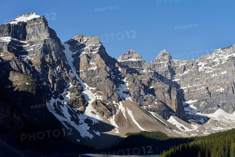 Mountains of the Valley of the Ten Peaks at Moraine Lake, Banff National Park, Alberta, Canada