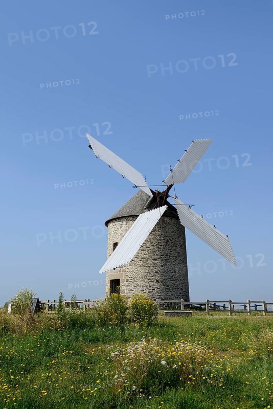 Windmill Moulin a vent de Moidrey, Pontorson, Departement Manche, Normandy, France