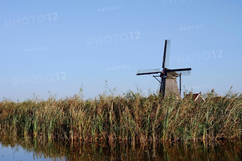 Historic windmill, UNESCO World Heritage Site, Kinderdijk, South Holland, Netherlands