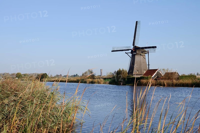 Historic windmill, UNESCO World Heritage Site, Kinderdijk, South Holland, Netherlands