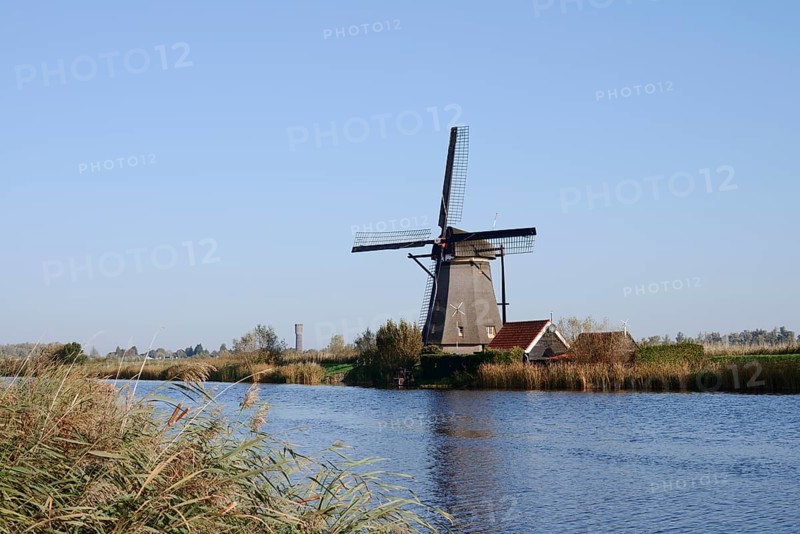 Historic windmill, UNESCO World Heritage Site, Kinderdijk, South Holland, Netherlands