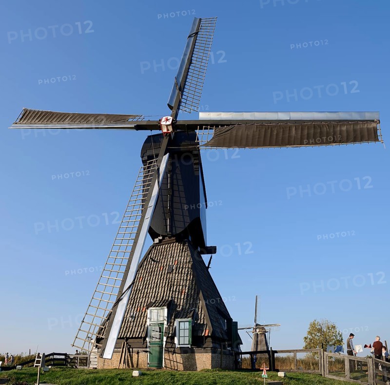 Historic windmill, UNESCO World Heritage Site, Kinderdijk, South Holland, Netherlands