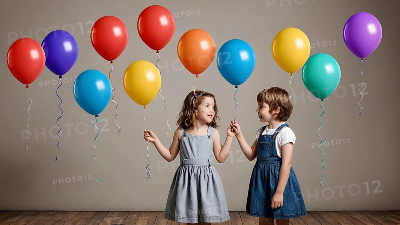 Beautiful color balloons in the air. AI generated image, ai