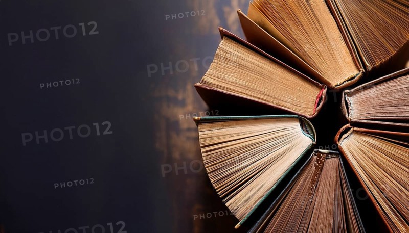 Old books arranged highlighting their historical significance. Neatly arranged representing a collection of wisdom, AI generated