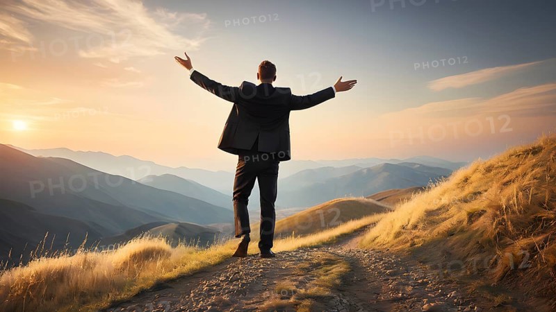 Success, achievement of goal in business and life. Achievement and Business Goal Success Concept. AI generated image