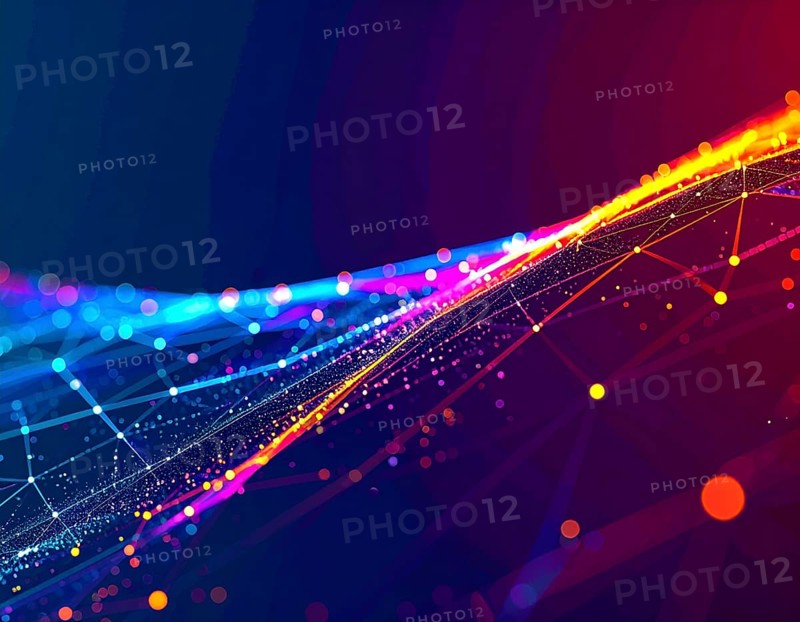 Neural network glowing brain wall art poster, abstract digital connections symbolizing intelligence, learning, and futuristic design, AI generated
