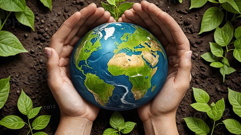 Saving environment planting trees, ecology concept. World Earth Day. AI generated image, ai