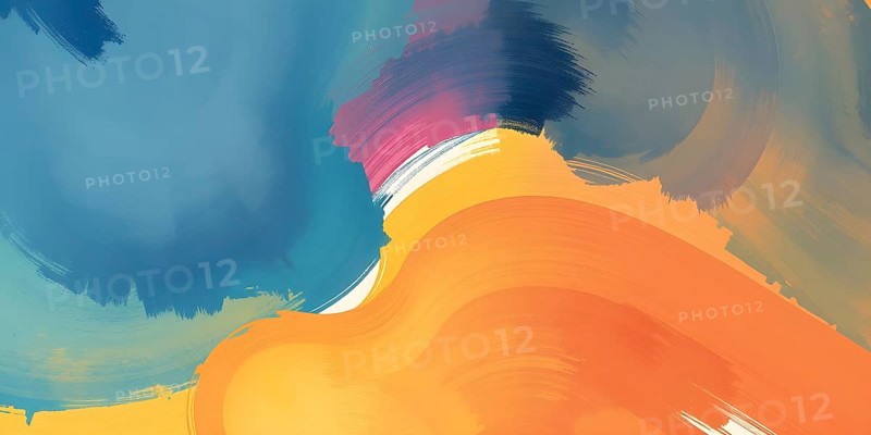 Abstract gradient hand painted multi color brush strokes.on a black background AI generated image, ai