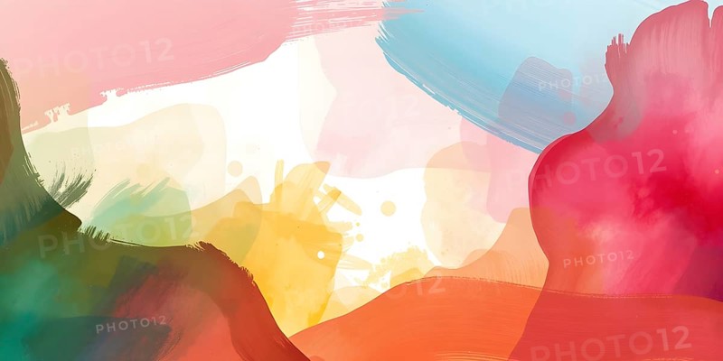 Abstract gradient hand painted multi color brush strokes.on a black background AI generated image, ai