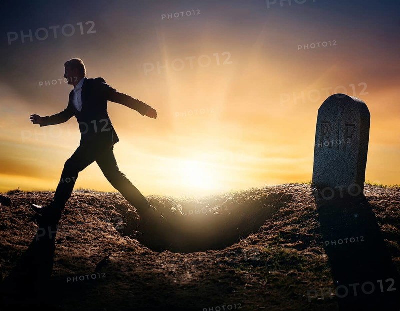 A silhouette of a lone figure walking off a gravestone, The scene evokes Resurrection thoughts emotional depth, AI generated