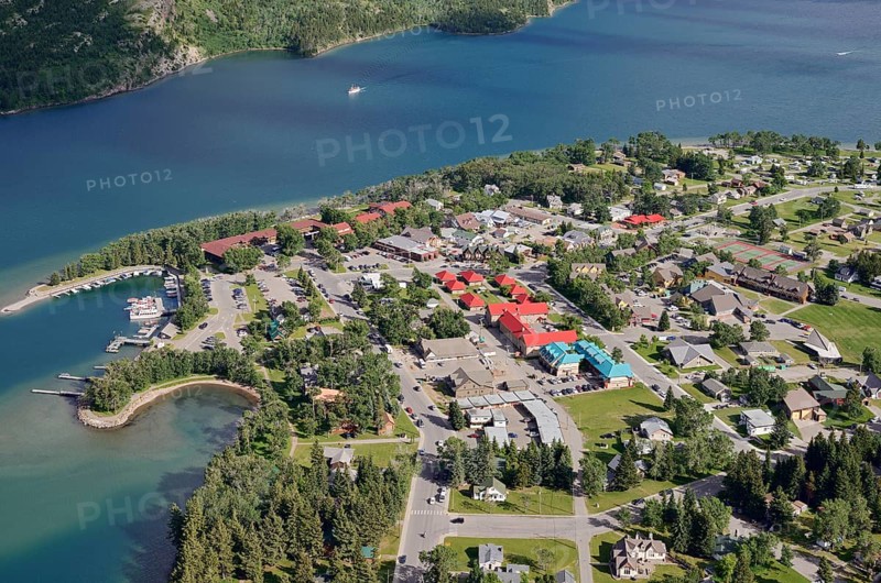 View of Waterton Townsite from the Bear's Hump viewpoint, Waterton Lakes National Park, Alberta, Canada