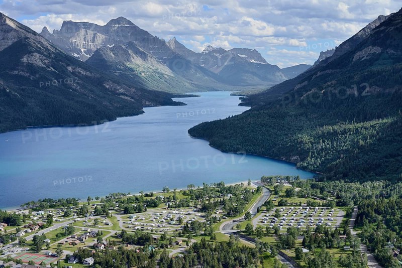 View of Waterton Townsite from the Bear's Hump viewpoint, Waterton Lakes National Park, Alberta, Canada