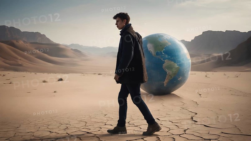 Deforestation concept. Trees cut down in forest. Environmental damage, global warming and climate change concept. AI generated image