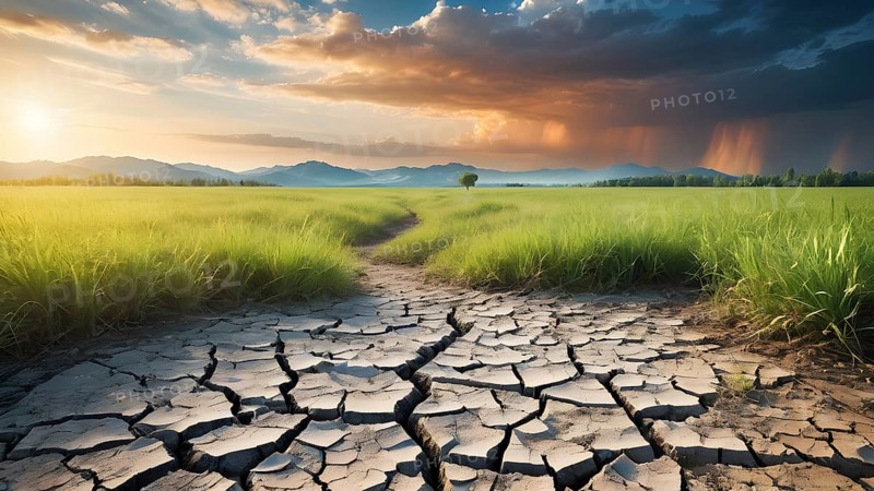 Deforestation concept. Trees cut down in forest. Environmental damage, global warming and climate change concept. AI generated image