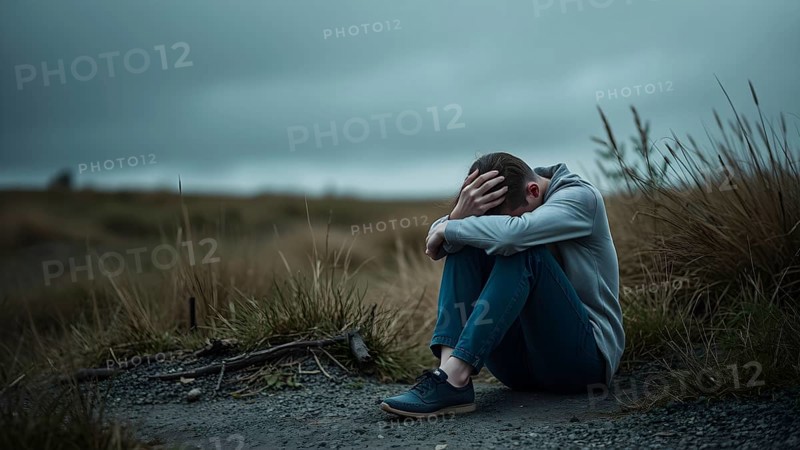 Depression health people concept. Negative emotion image. Sadness and anxiety concept with despaired, stressed. AI generated image, ai