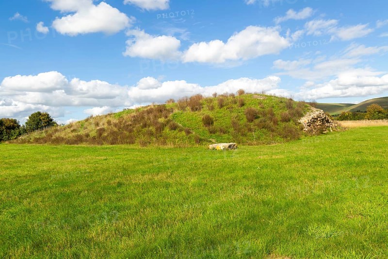 Modern-day neolithic style long Barrow burial chamber for storing cremation urns, All Cannings, near Devizes, Wiltshire, UK built 2014