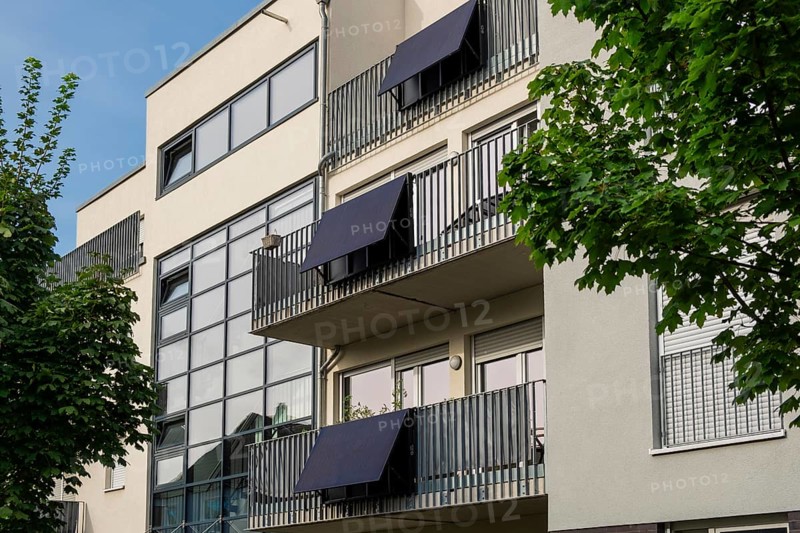 Balcony power stations on an apartment block in Düsseldorf, Germany