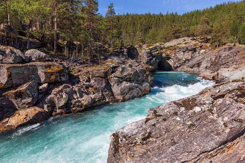 Ridderspranget, gorge in the river Sjoa, Jotunheimen mountains, Randsverk, Innlandet, Norway