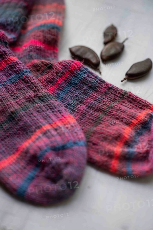 Knitted socks in pink