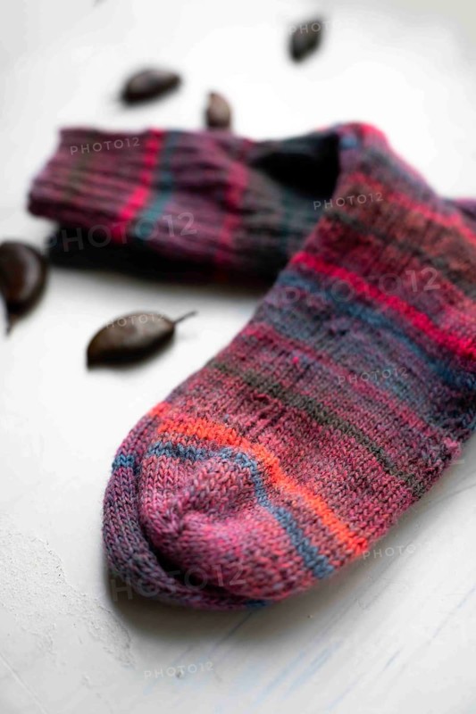 Knitted socks in pink
