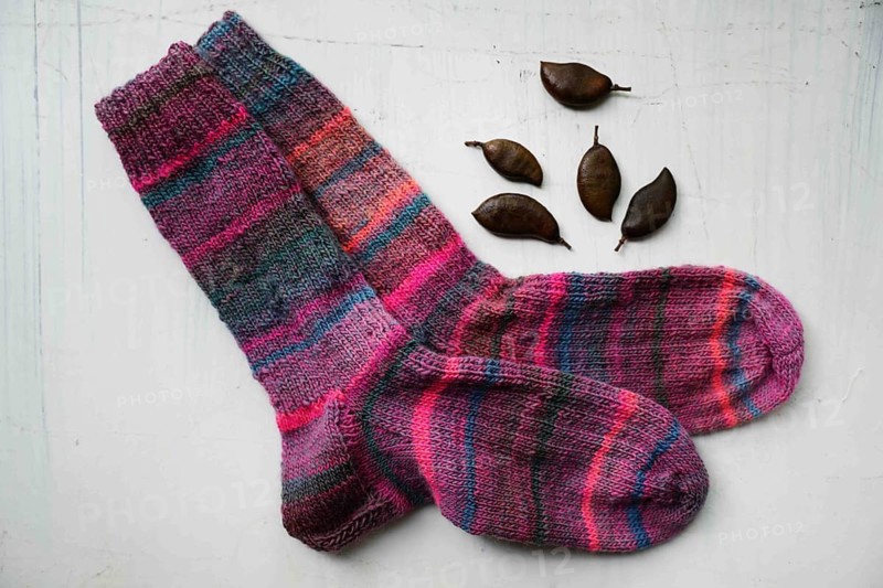 Knitted socks in pink
