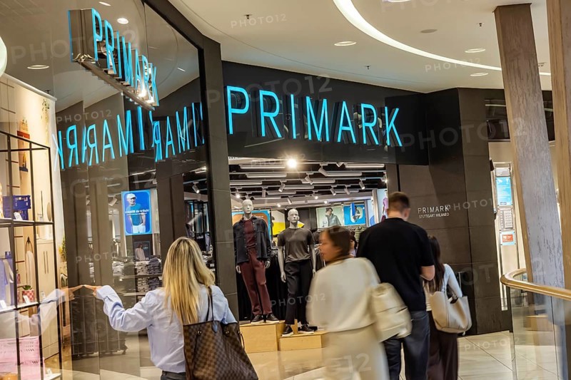 Shop with the PRIMARK brand logo. Milaneo shopping centre, Europaviertel Stuttgart. Stuttgart, Baden-Württemberg, Germany