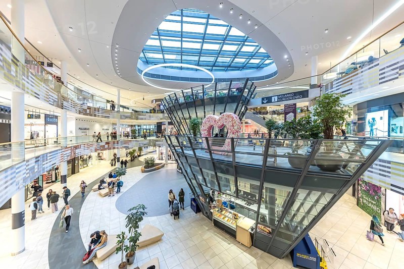 Milaneo shopping centre in the Europaviertel district of Stuttgart. Interior view. Stuttgart, Baden-Württemberg, Germany