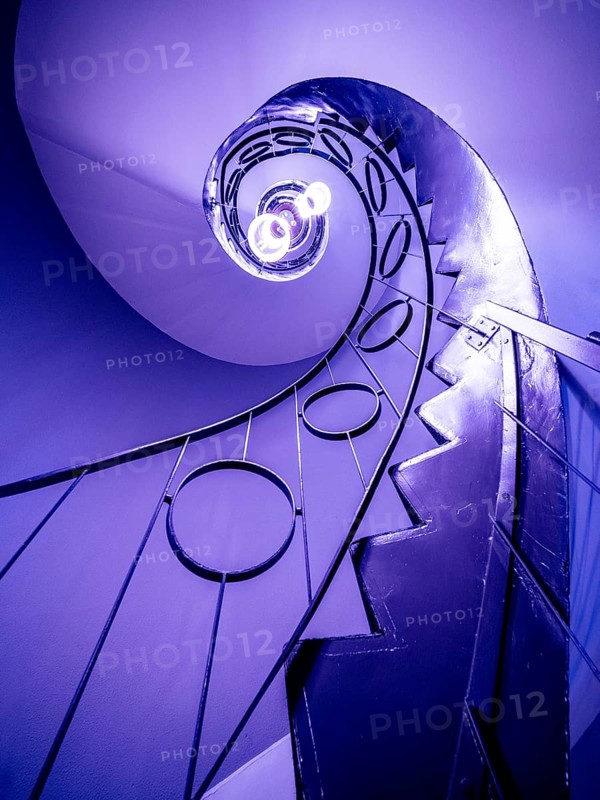Spiral staircase, violet, infinity, vanishing point, purple, up, upwards, beautiful, timeless, illustration, terrain, interior shot