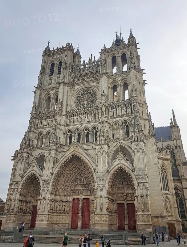 AMIENS, FRANCE - OCTOBER 30, 2022 Majestic Notre-Dame d'Amiens, a High Gothic french cathedral, a testament to medieval artistry and engineering