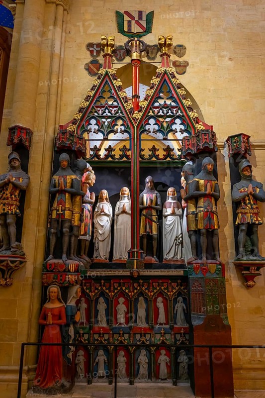 Inside the Beautiful Cathedral Collégiale de Neuchatel with Statues in City of Neuchatel, Canton Neuchatel, Switzerland