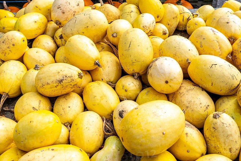 Spaghetti pumpkins, at a farmers' market, in autumn