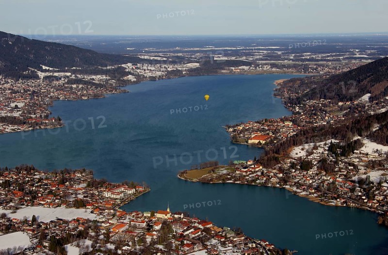 Tegernsee with surrounding villages, Rottach-Egern in the foreground
