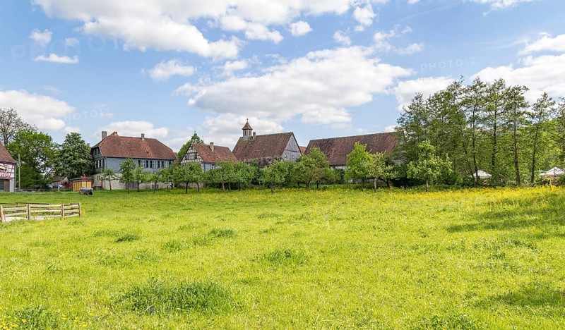 Idyllic small rural village in Southern Germany at early spring time