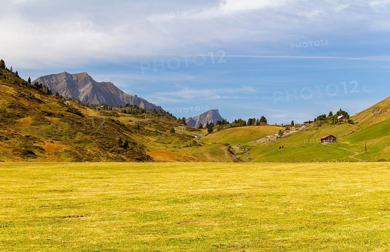 Idyllic scenery around Warth, a municipality in the district of Bregenz in the Austrian state of Vorarlberg
