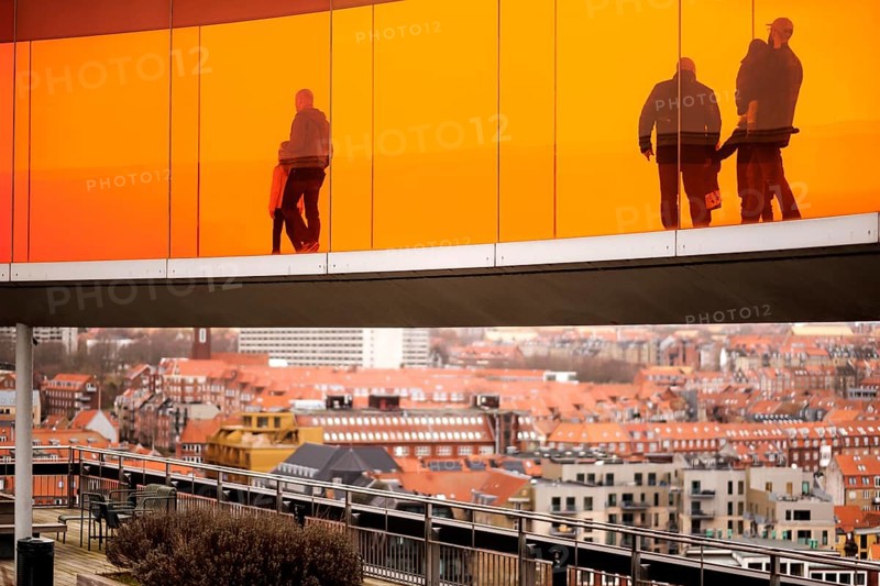 The ARoS Aarhus Art Museum with its distinctive Rainbow Panorama permanent art installation, in Aarhus, Denmark, Northern Europe
